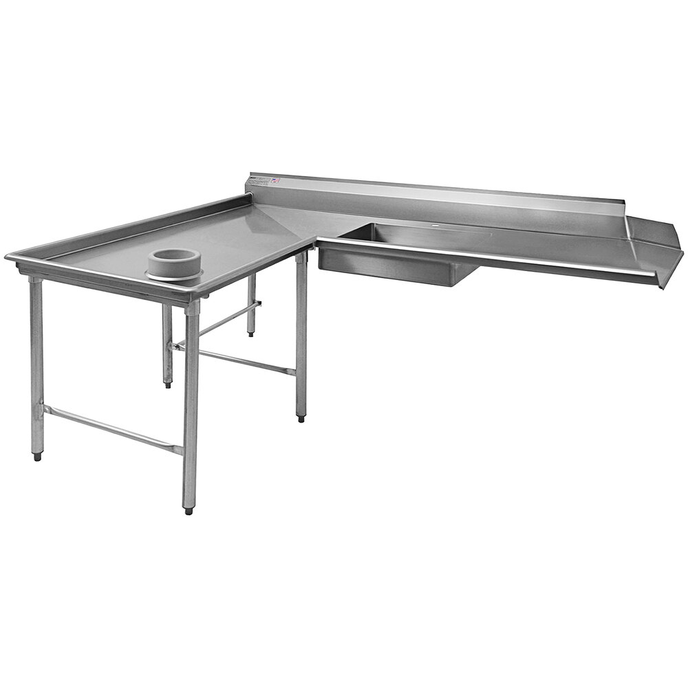 Eagle Group SDTCIL-84-16/3 84" 16 Gauge Stainless Steel Left Dishlanding Soil L-Shape Dishtable