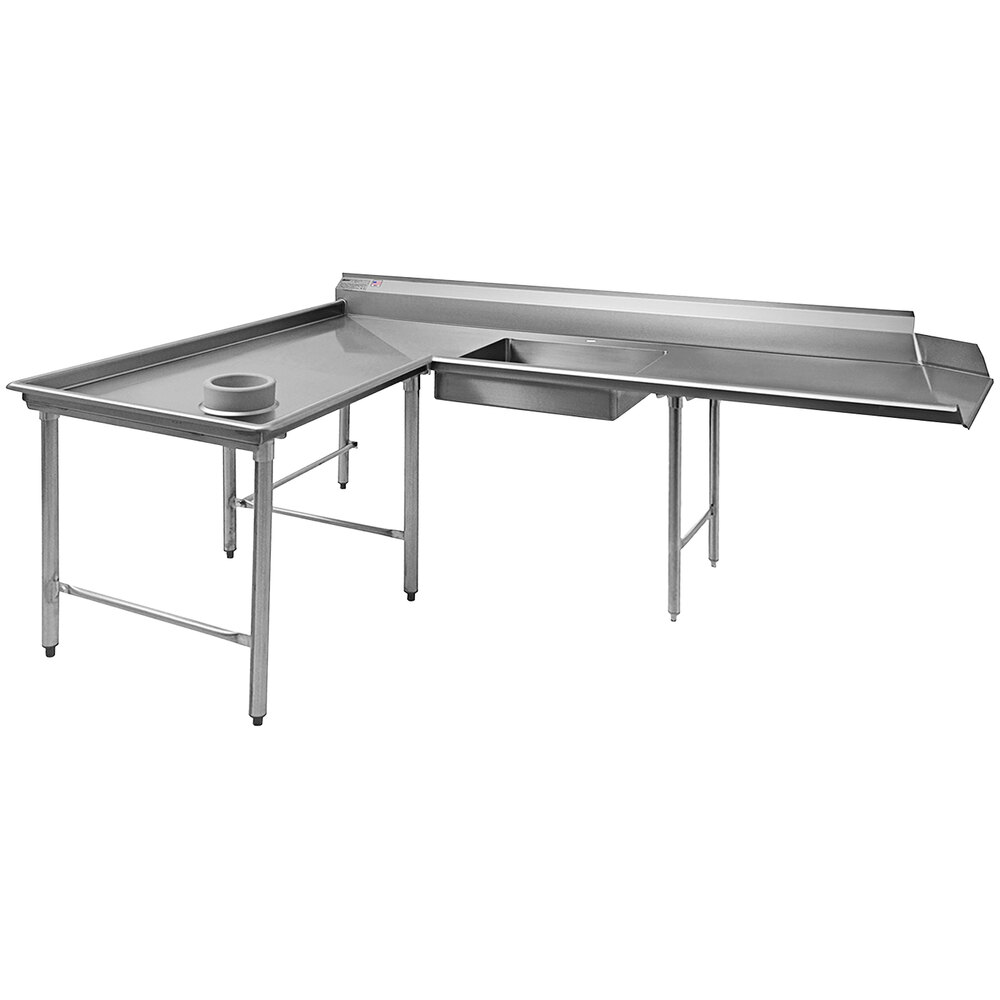 Eagle Group SDTCIL-96-14/3 96" Spec-Master 14 Gauge Stainless Steel Left Dishlanding Soil L-Shape Dishtable