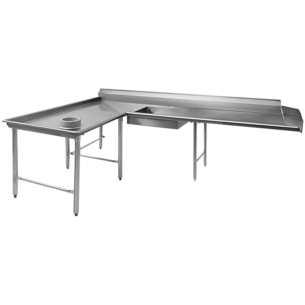Eagle Group SDTCIL-108-16/4 108" 16 Gauge Stainless Steel Left Dishlanding Soil L-Shape Dishtable