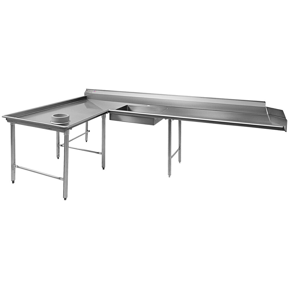 Eagle Group SDTCIL-120-16/4 120" 16 Gauge Stainless Steel Left Dishlanding Soil L-Shape Dishtable