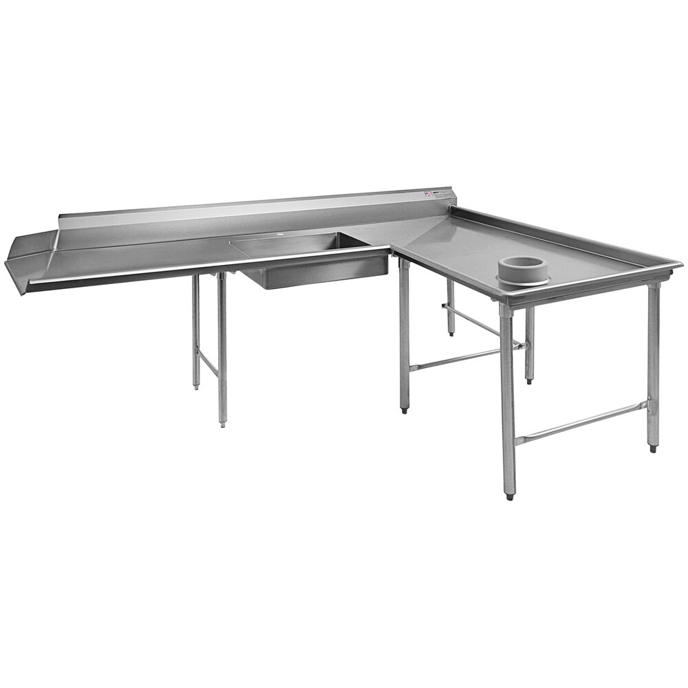 Eagle Group SDTCIR-96-16/3 96" 16 Gauge Stainless Steel Right Dishlanding Soil L-Shape Dishtable