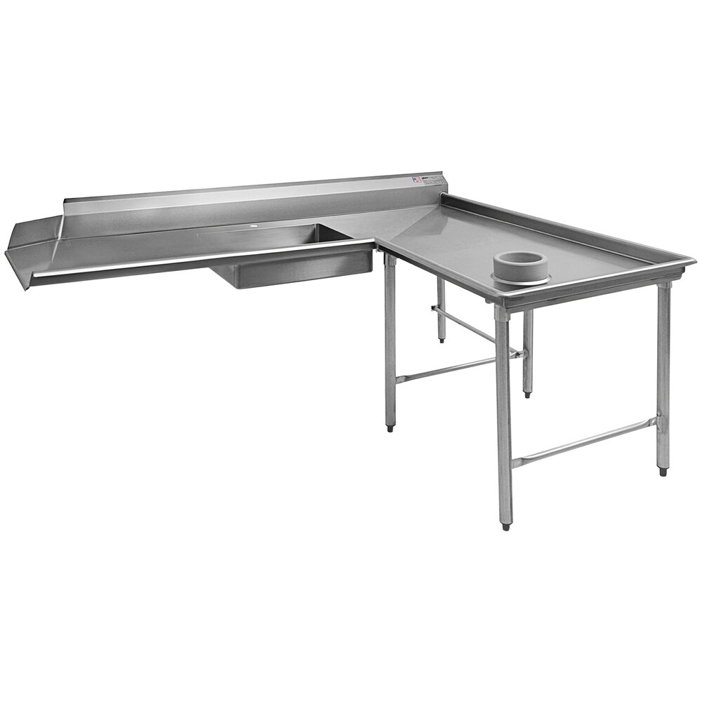 Eagle Group SDTCIR-84-16/3 84" 16 Gauge Stainless Steel Right Dishlanding Soil L-Shape Dishtable