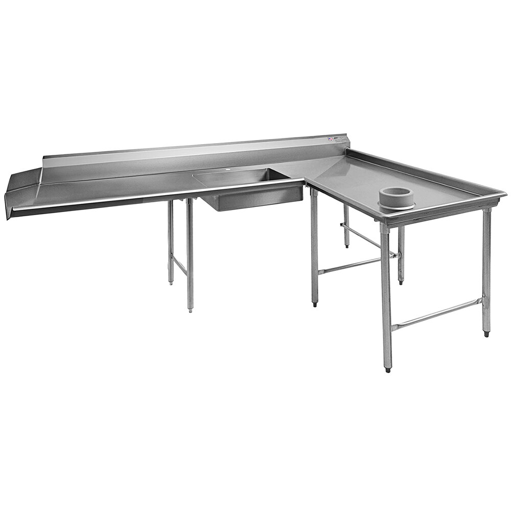 Eagle Group SDTCIR-108-14/3 108" Spec-Master 14 Gauge Stainless Steel Right Dishlanding Soil L-Shape Dishtable