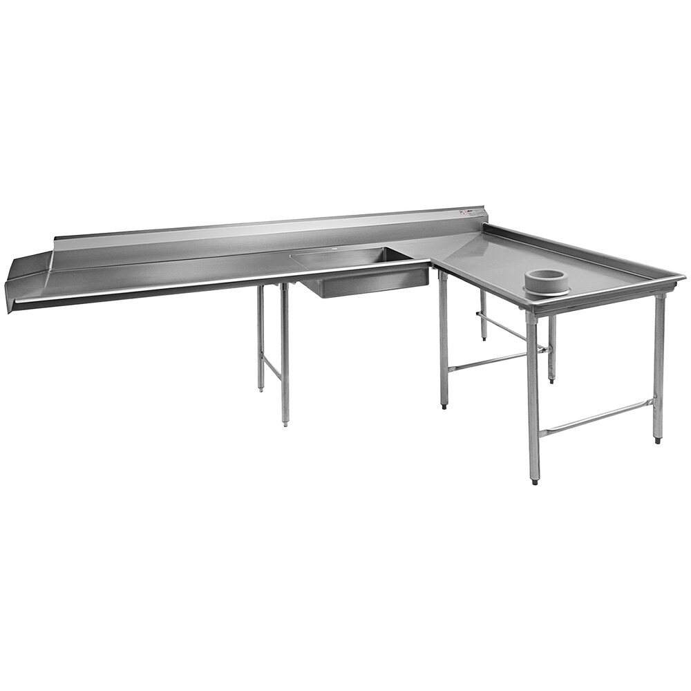 Eagle Group SDTCIR-120-16/3 120" 16 Gauge Stainless Steel Right Dishlanding Soil L-Shape Dishtable