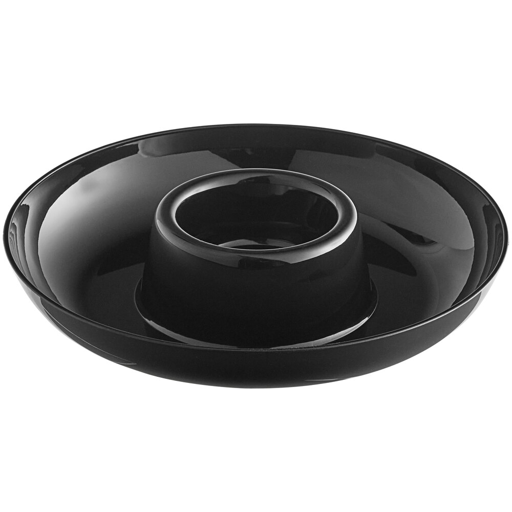 Visions 6" Black Plastic Mini Circular Dip Tray - 200/Case