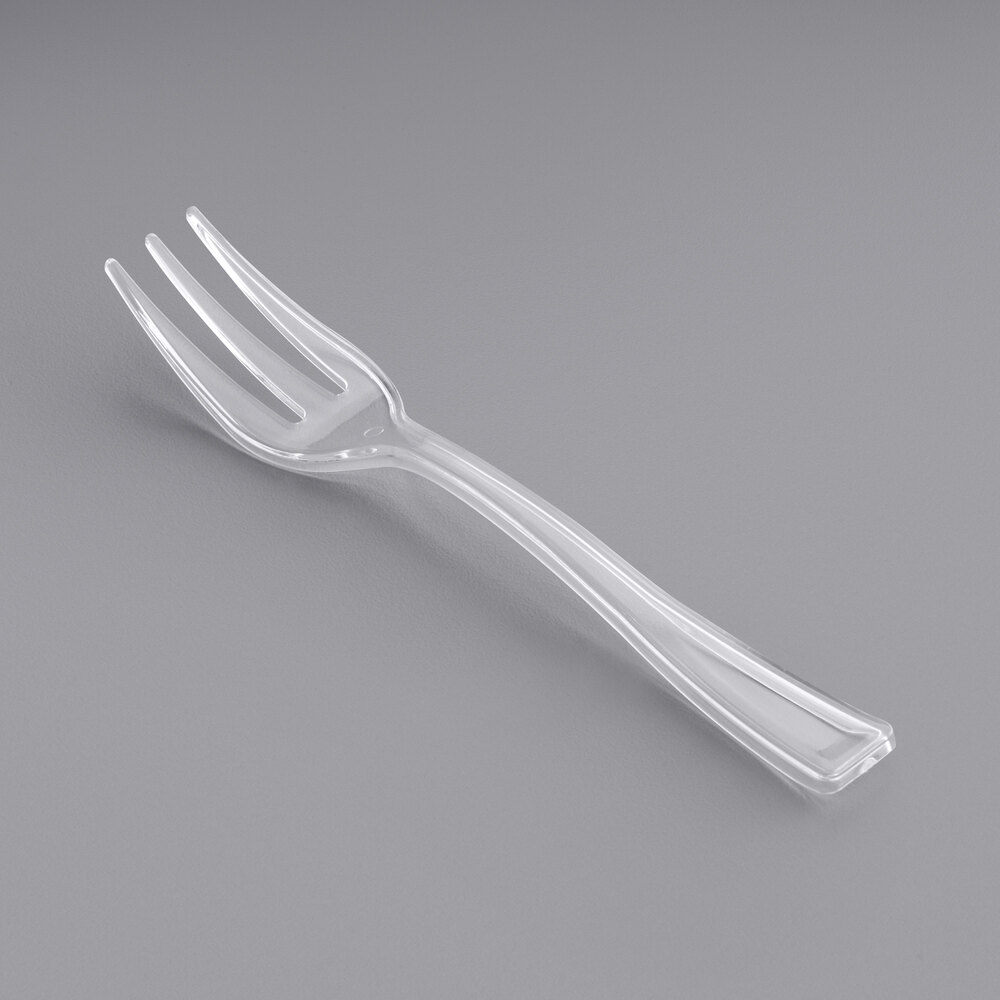 Visions 5" Clear Plastic Tasting Fork - 500/Box