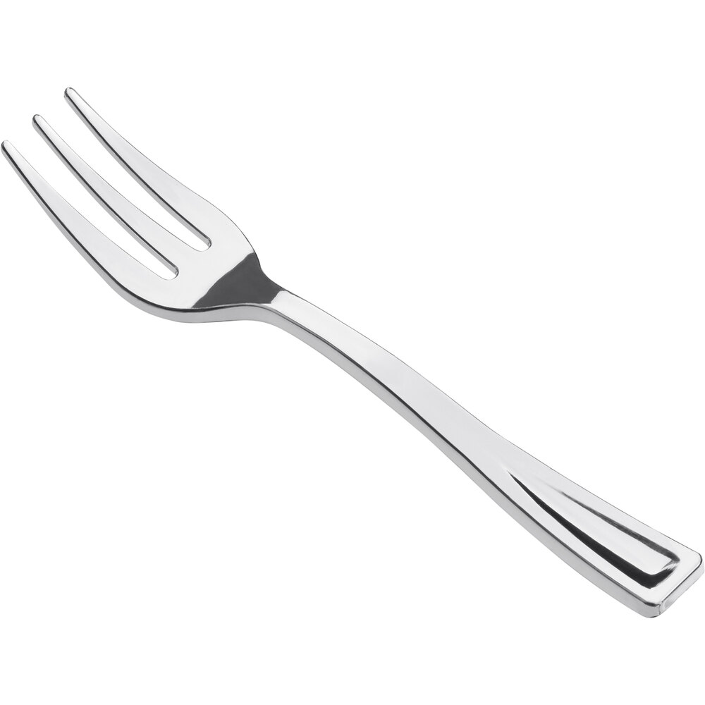 Visions 5" Silver Plastic Tasting Fork - 400/Box