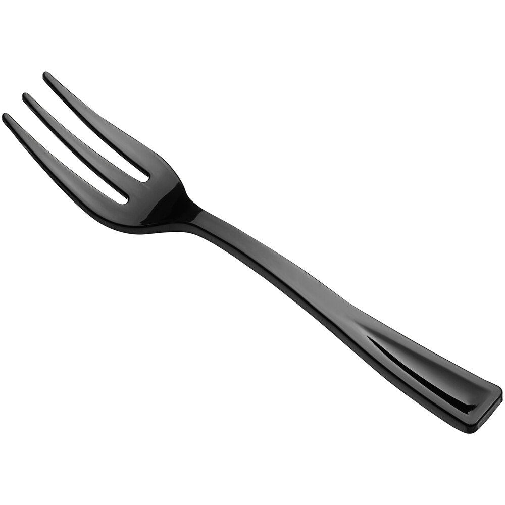 Visions 5" Black Plastic Tasting Fork - 500/Box