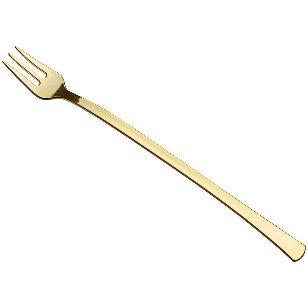 Visions 6" Gold Plastic Tasting Fork - 400/Box