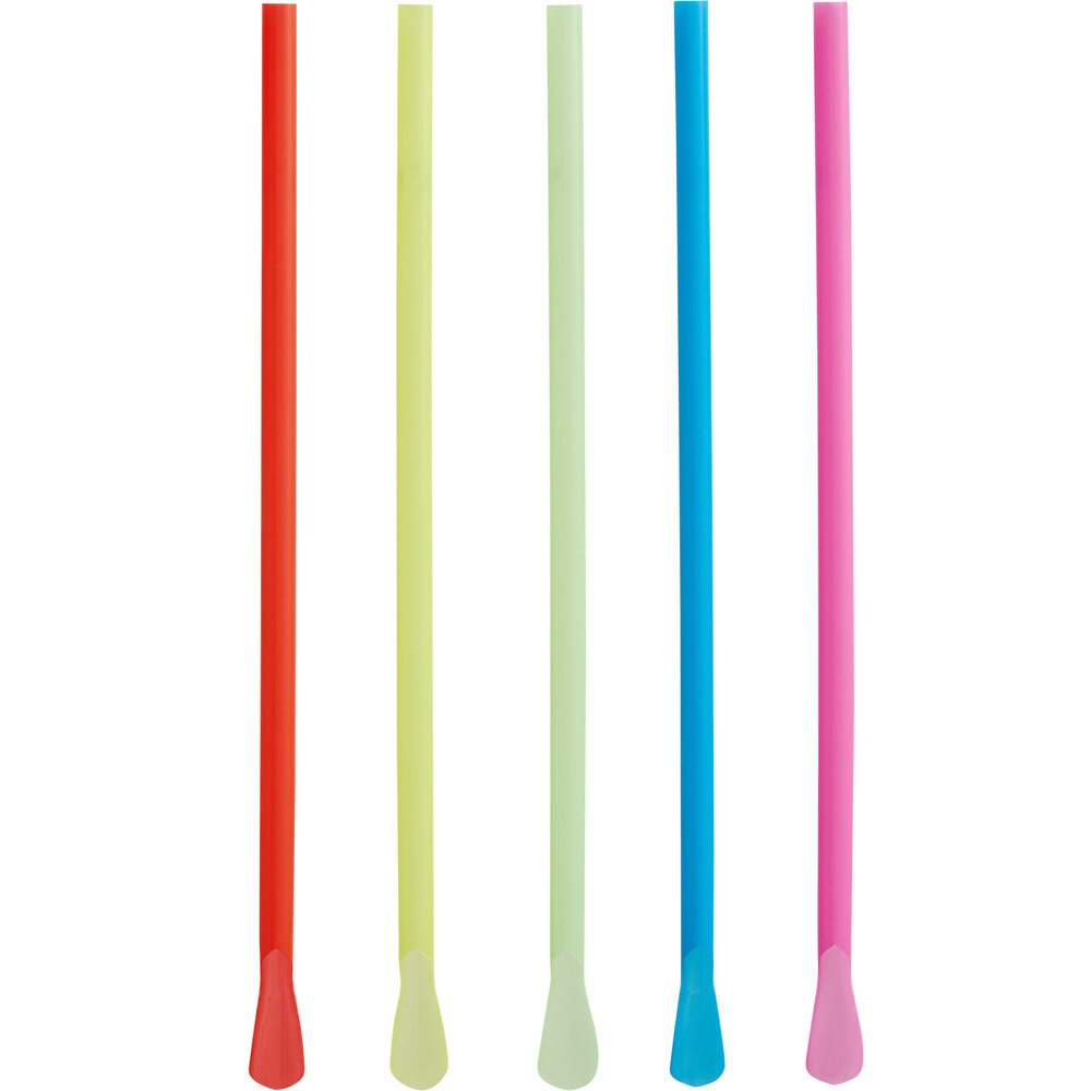 Choice 8" Super Jumbo Boldly-Colored Unwrapped Spoon Straw - 10,000/Case