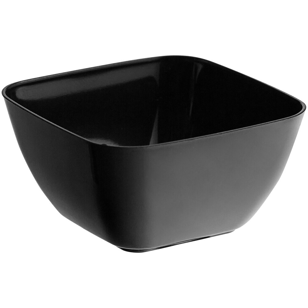 Visions 2.5 oz. Black Square Plastic Mini Bowl - 10/Case