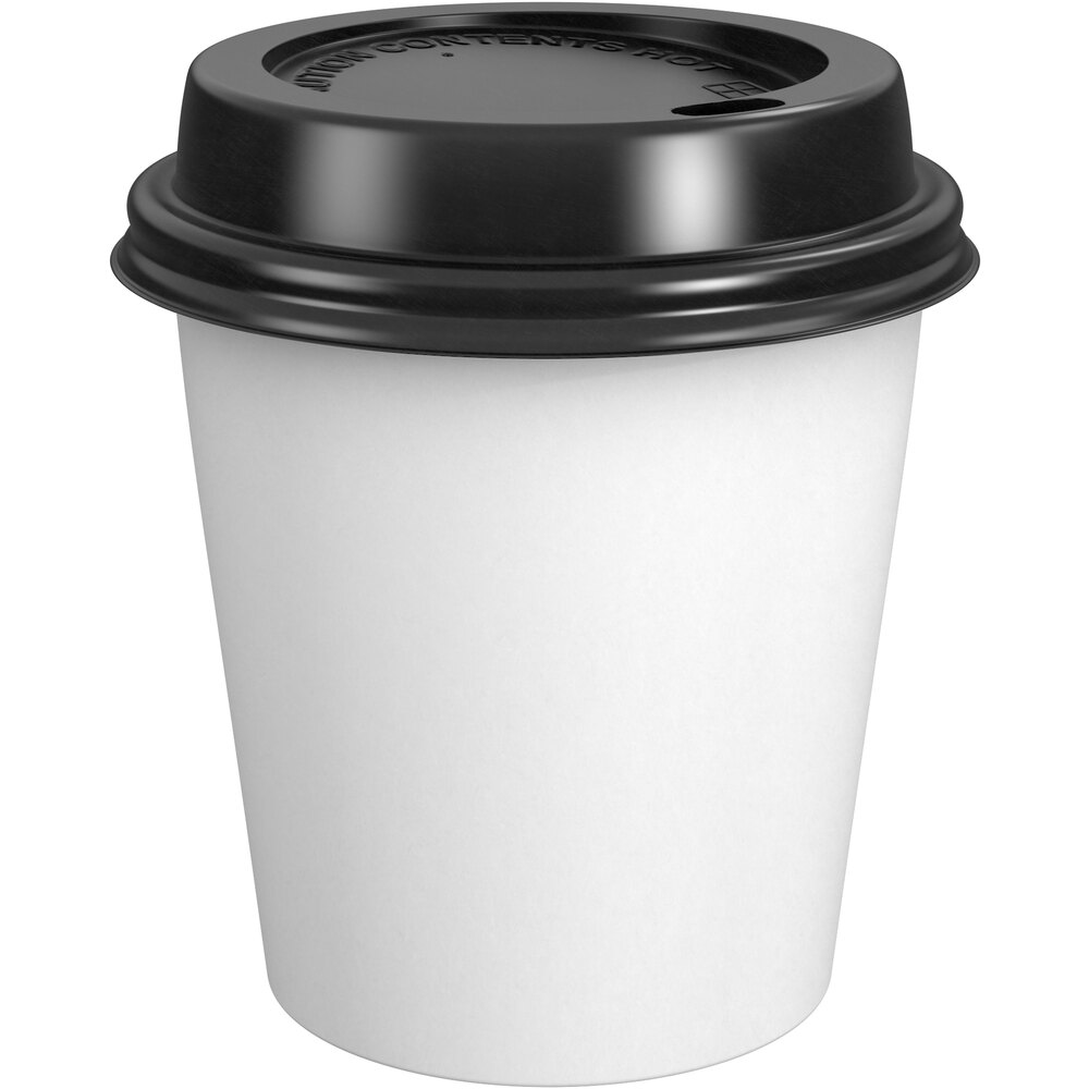 Choice 8 oz. White Poly Paper Hot Cup and Lid - 100/Pack