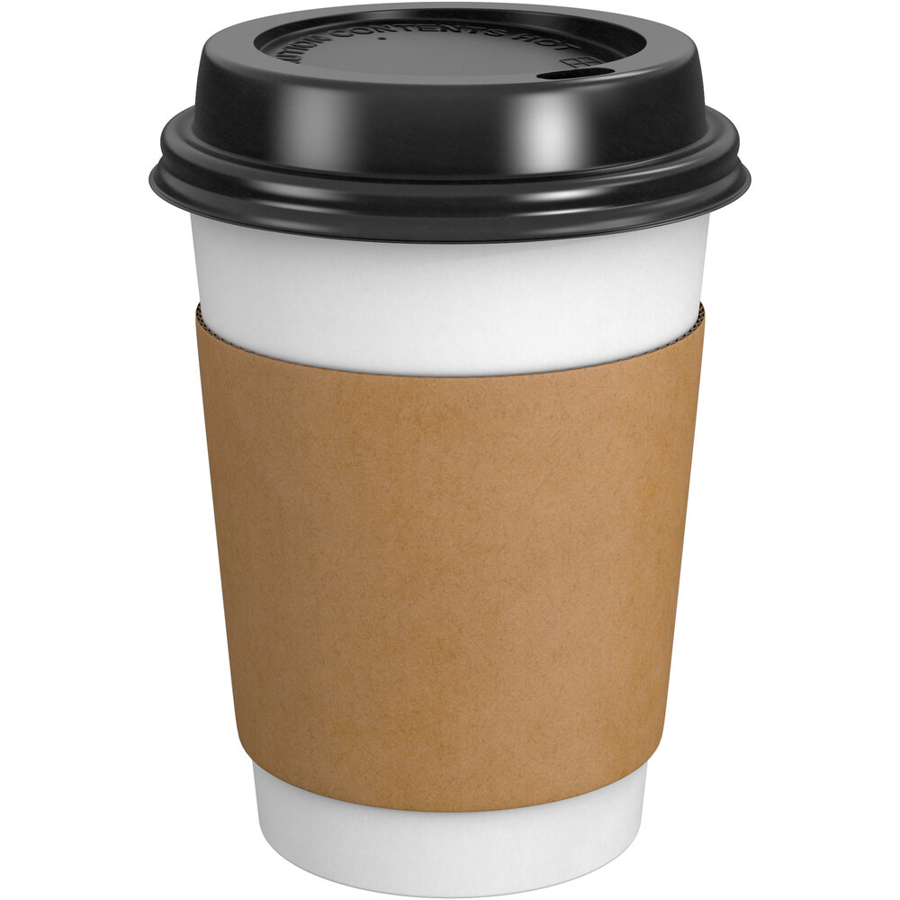 Choice 12 oz. White Paper Hot Cup, Lid, and Sleeve Combo Kit - 50/Pack