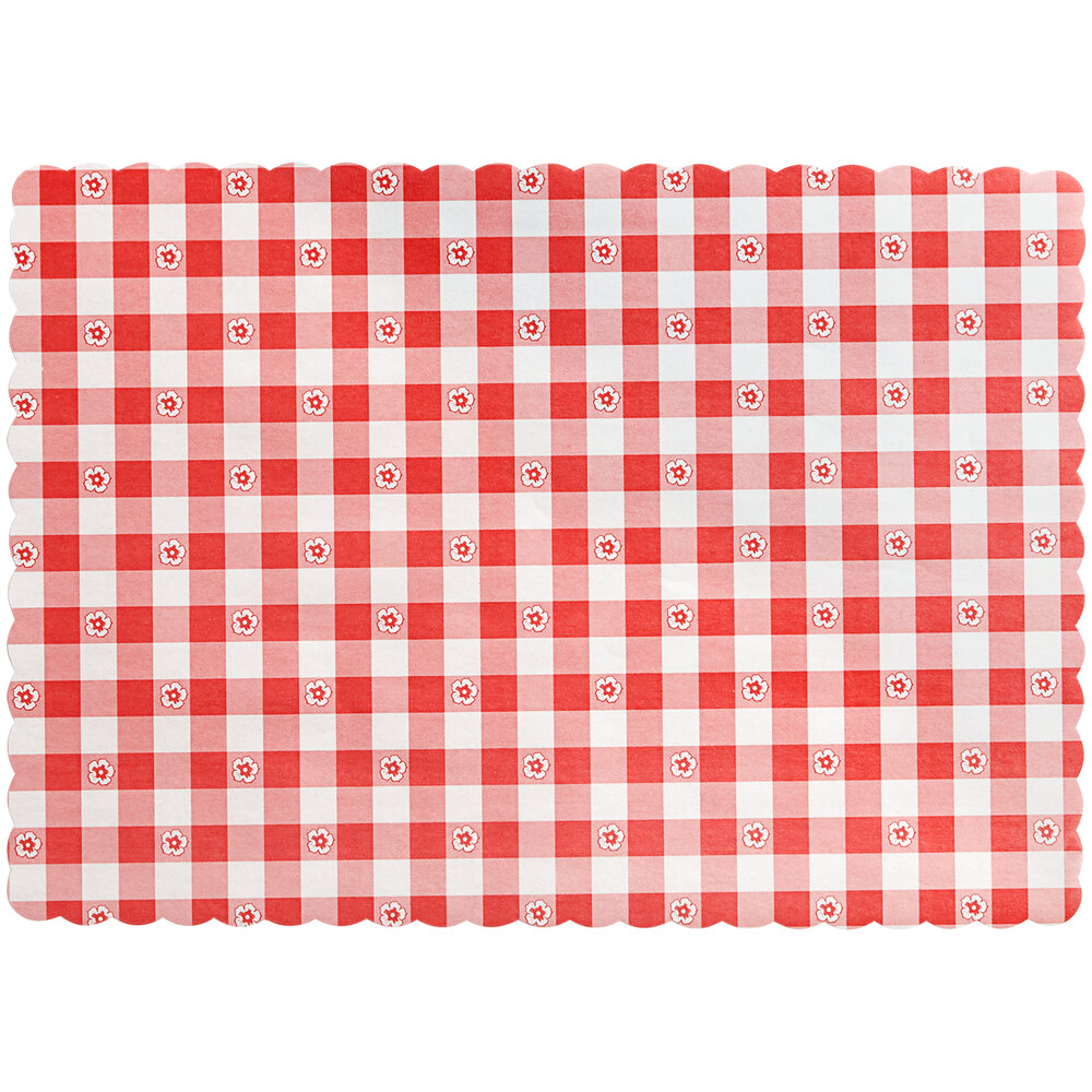 Choice 10" x 14" Red Gingham Colored Paper Placemat - 1,000/Case