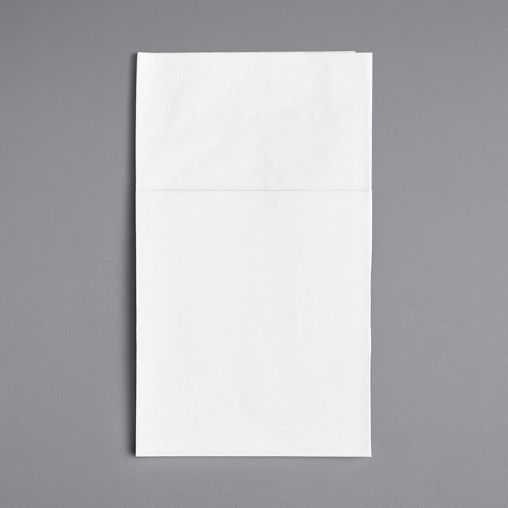 Choice 15" x 17" ReadyNap White Pocket Fold Dinner Napkin - 50/Pack