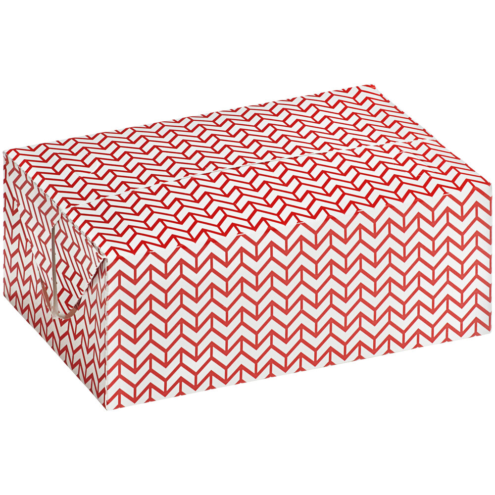 Choice 7" x 4 1/2" x 2 3/4" Red Cornerstone Print Take-Out Lunch / Chicken Box with Fast Top - 250/Case