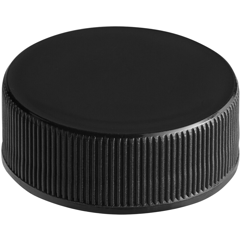 28/400 Black Ribbed Continuous Thread Plastic Lid with Foam Liner - 5,000/Case