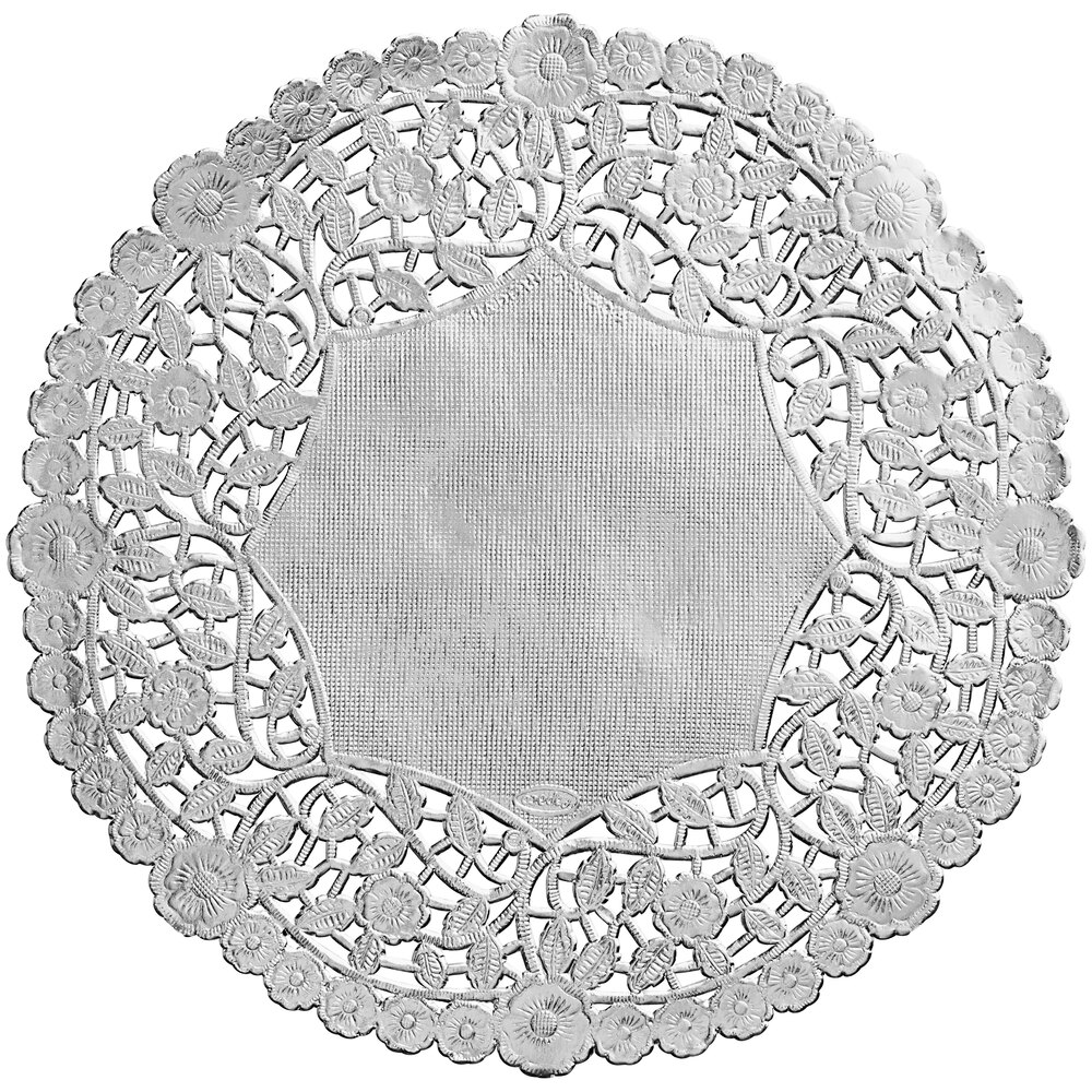 8" Silver Foil Lace Doily - 500/Case