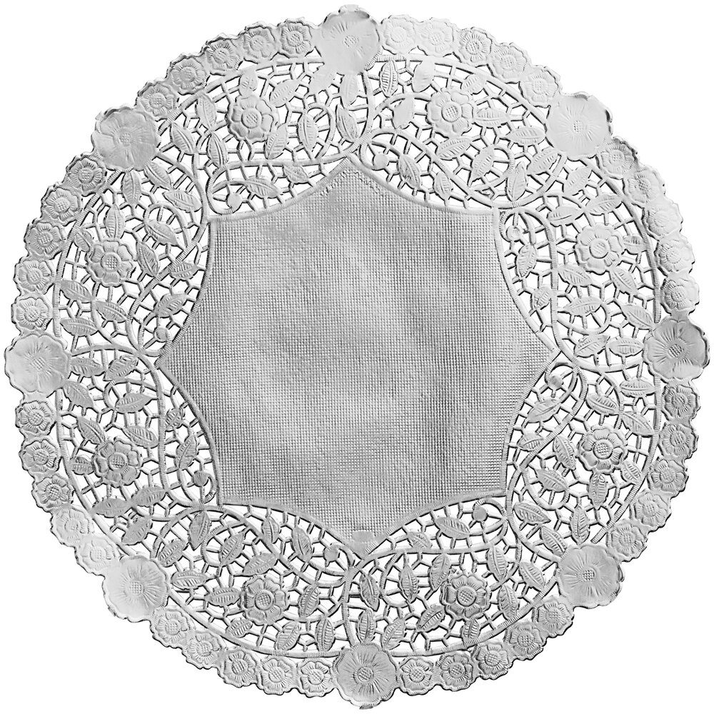 12" Silver Foil Lace Doily - 500/Case