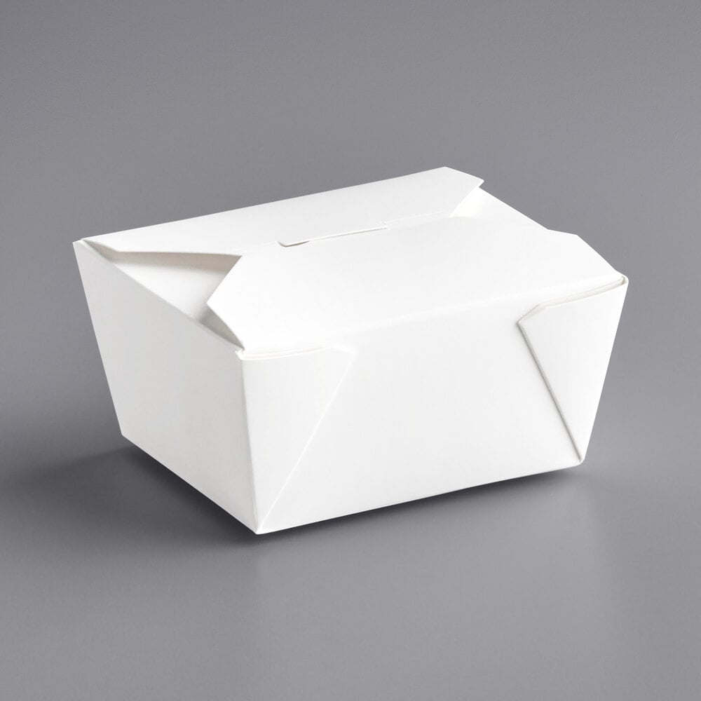 Choice White Microwavable Folded Paper #1 Take-Out Customizable Container 4 3/8" x 3 1/2" x 2 1/2" - 450/Case