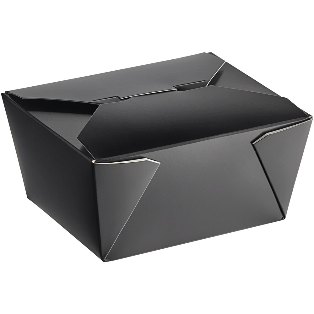 Choice Black Microwavable Folded Paper #1 Take-Out Container 4 3/8" x 3 1/2" x 2 1/2" - 50/Pack