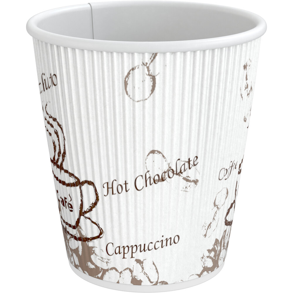 Choice 10 oz. Double Wall Bean Print Paper Hot Cup - 25/Pack