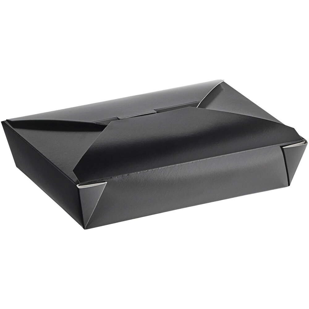 Choice Black Microwavable Folded Paper #2 Take-Out Container 7 3/4" x 5 1/2" x 1 7/8" - 200/Case