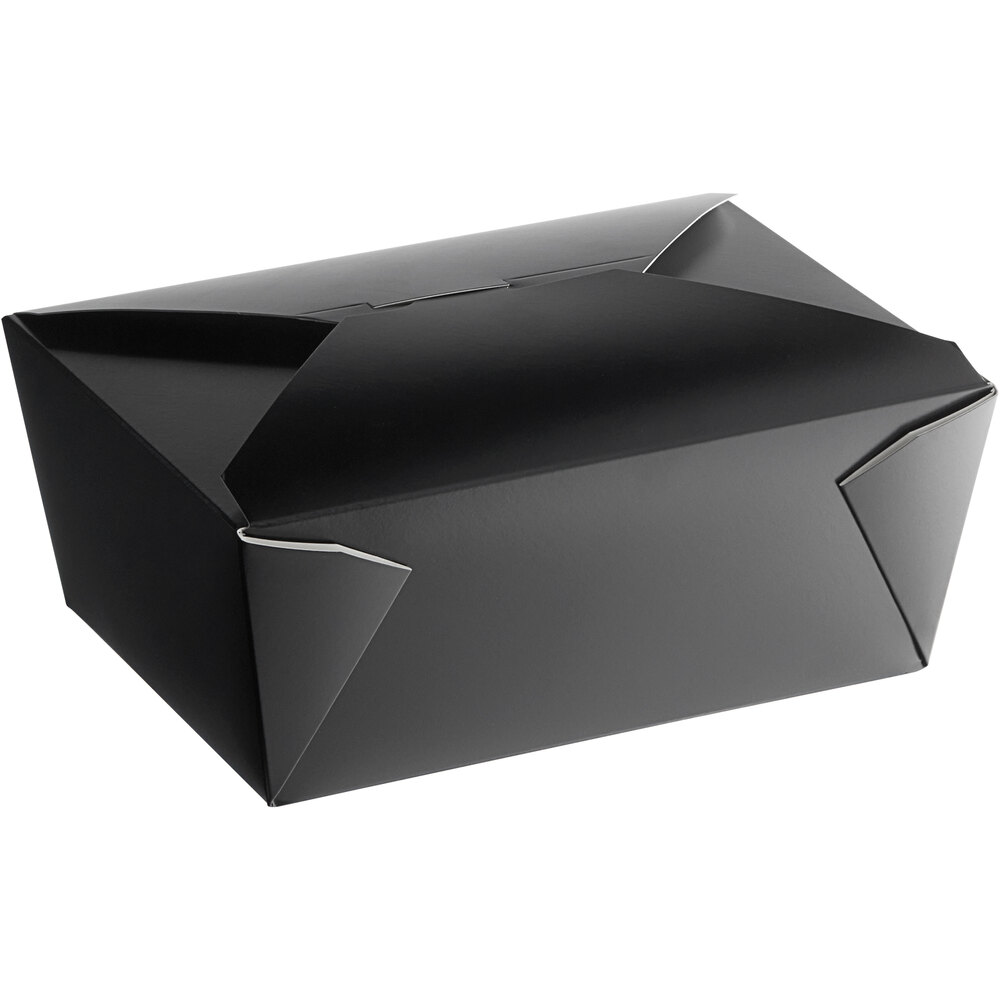 Choice Black Microwavable Folded Paper #4 Take-Out Container 7 3/4" x 5 1/2" x 3 1/2" - 40/Pack