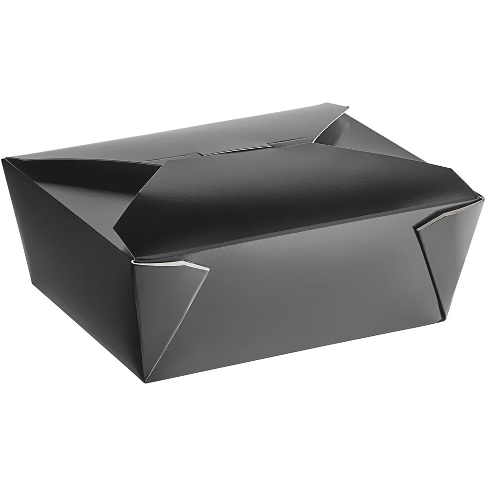 Choice Black Microwavable Folded Paper #8 Take-Out Container 6" x 4 3/4" x 2 1/2" - 300/Case