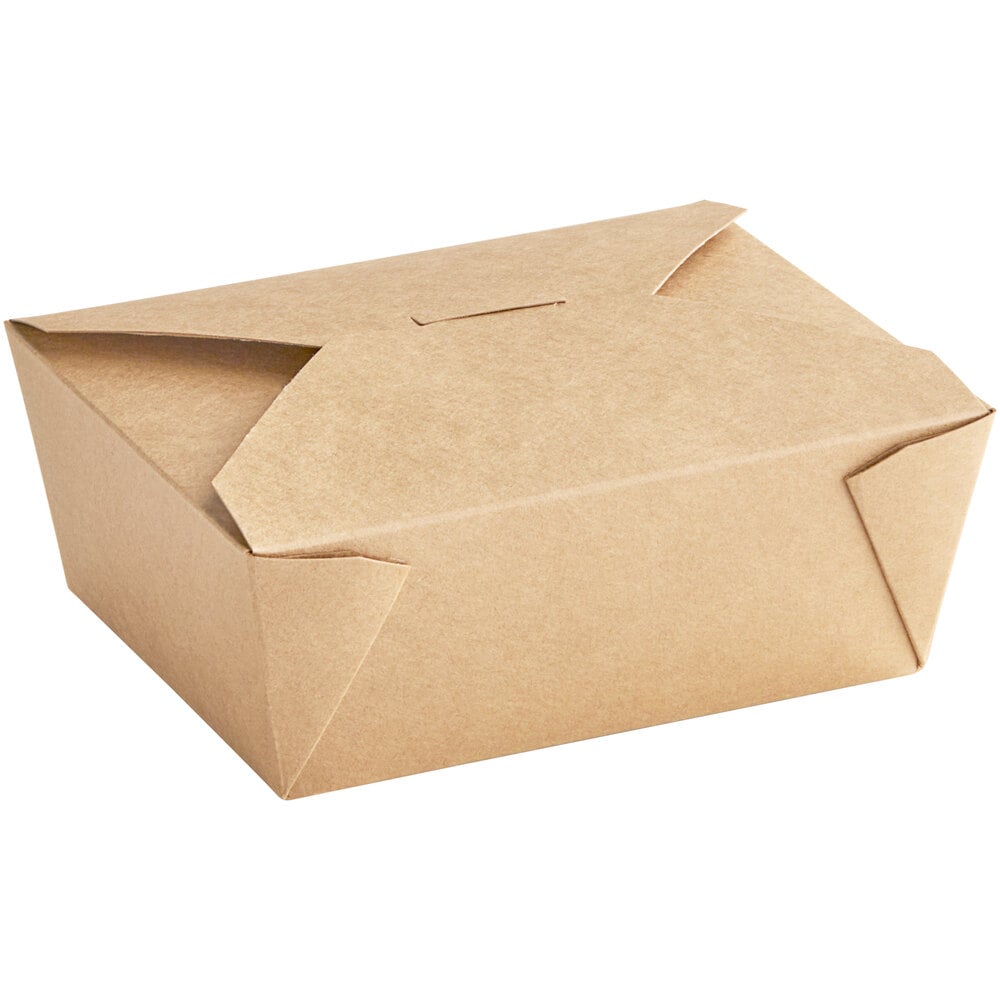 Choice Kraft Microwavable Folded Paper #8 Take-Out Customizable Container 6" x 4 3/4" x 2 1/2" - 300/Case