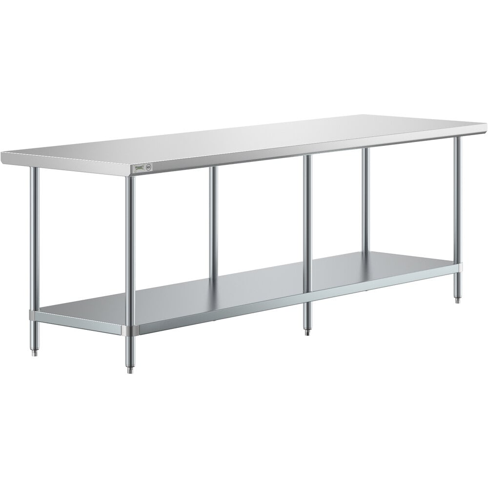Regency 30" x 96" 18-Gauge 304 Stainless Steel Commercial Work Table with Galvanized Legs and Undershelf