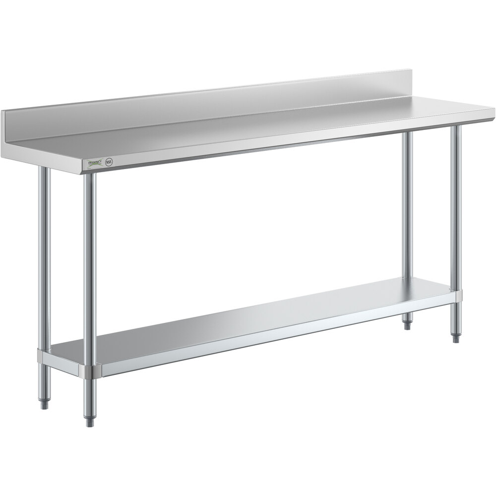 Regency 18" x 72" 18-Gauge 304 Stainless Steel Commercial Work Table with 4" Backsplash and Galvanized Undershelf