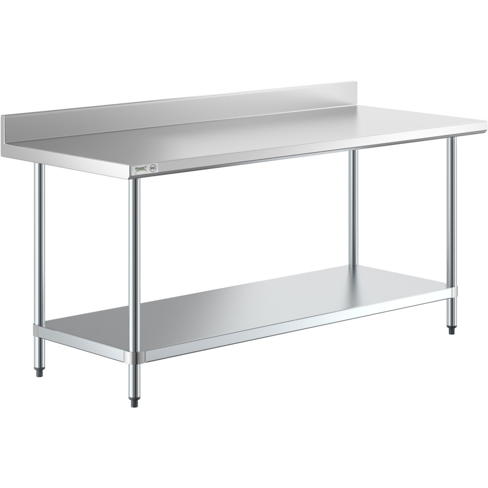 Regency 30" x 72" 18-Gauge 304 Stainless Steel Commercial Work Table with 4" Backsplash and Galvanized Undershelf