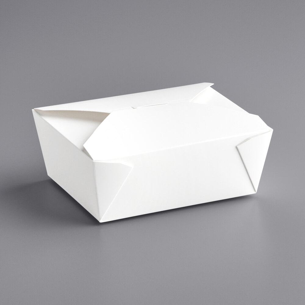 Choice White Microwavable Folded Paper #8 Take-Out Customizable Container 6" x 4 3/4" x 2 1/2" - 300/Case