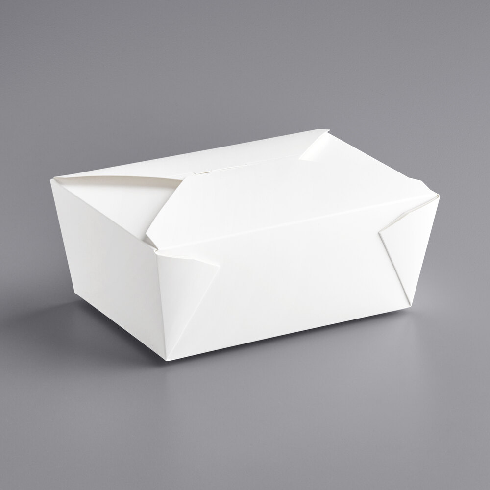 Choice White Microwavable Folded Paper #4 Take-Out Container 7 3/4" x 5 1/2" x 3 1/2" - 40/Pack