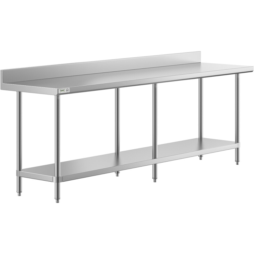 Regency 24" x 96" 16-Gauge Stainless Steel Commercial Work Table with 4" Backsplash and Undershelf