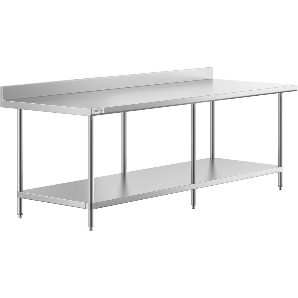 Regency 36" x 96" 16 Gauge Stainless Steel Commercial Work Table with 4" Backsplash and Undershelf