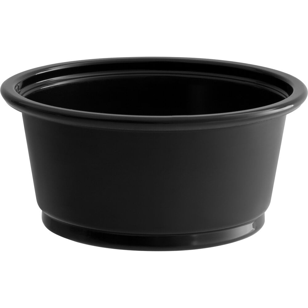 Choice Black Plastic Souffle Cup / Portion Cup - 2 oz. - 2,500/Case