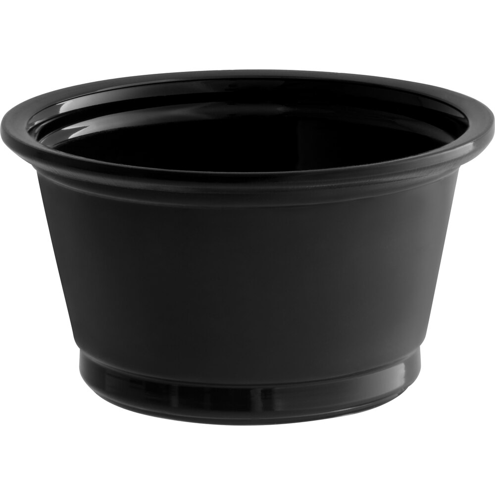 Choice 0.75 oz. Black Plastic Souffle Cup / Portion Cup - 2,500/Case