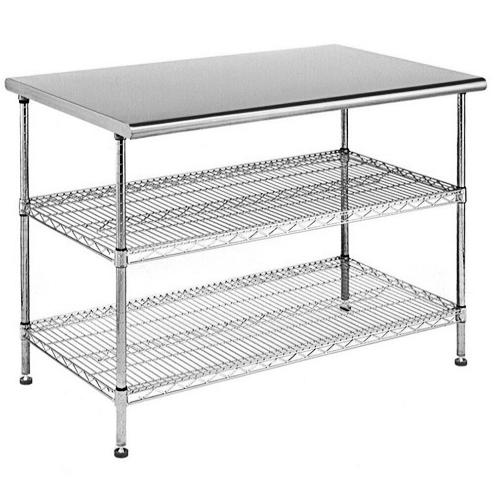 Eagle Group T2448EW 24" x 48" Stainless Steel Table with 2 Chrome Wire Undershelves