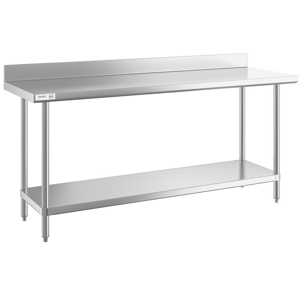 Regency 24" x 72" 16-Gauge Stainless Steel Commercial Work Table with 4" Backsplash and Undershelf