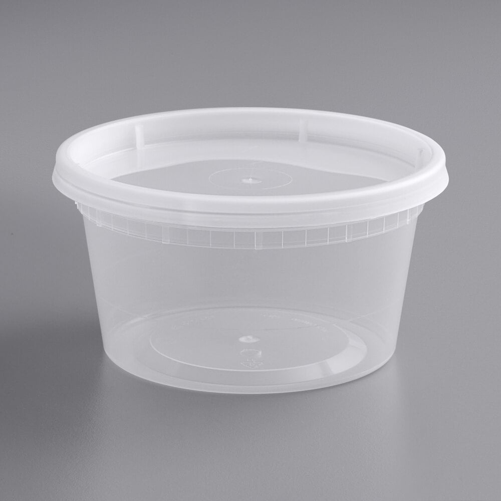 Choice Heavy Duty 12 oz. Microwavable Translucent Plastic Deli Container and Lid Combo Pack - 240/Case