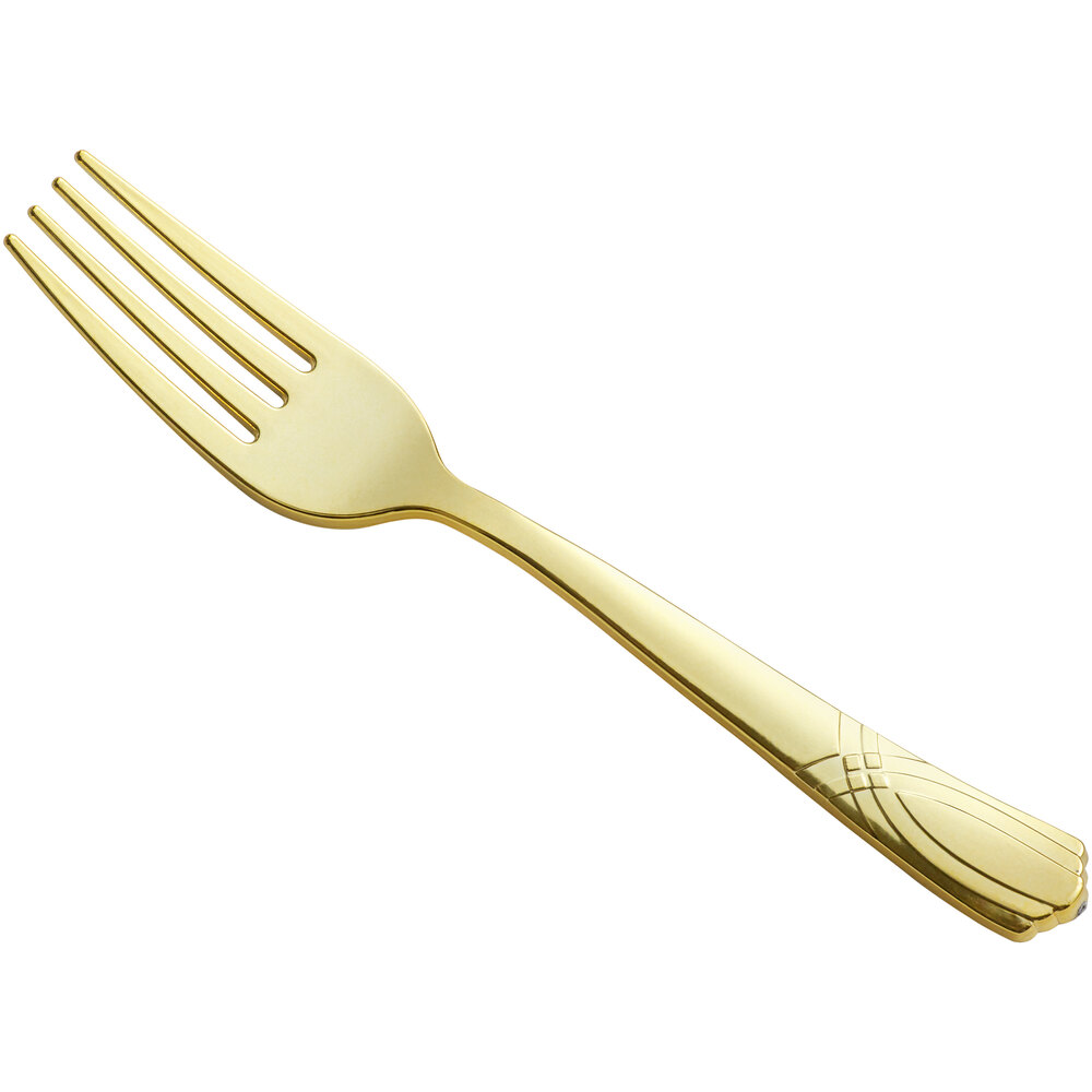 Visions Skyline 7" Elegant Gold Heavy Weight Plastic Fork - 400/Case