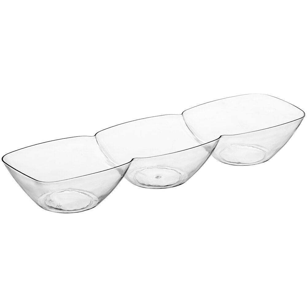 Visions 3-Compartment Clear Plastic Mini Tray - 200/Case