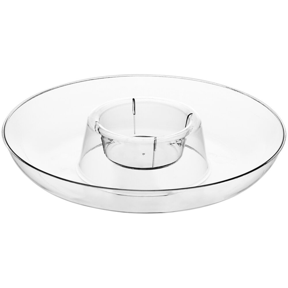 Visions 6" Clear Plastic Mini Circular Dip Tray - 10/Pack