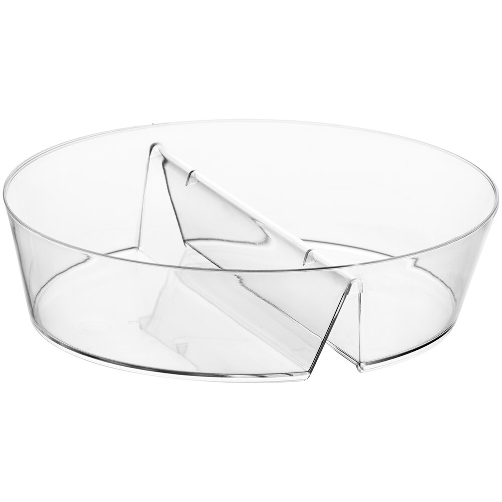 Visions 3 3/4" Clear Plastic Mini Dual Compartment Dish - 200/Case