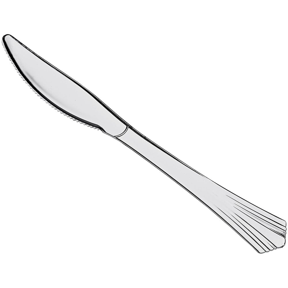 Visions Fluted 7 1/2" Flared Heavy Weight Silver Plastic Knife - 600/Case