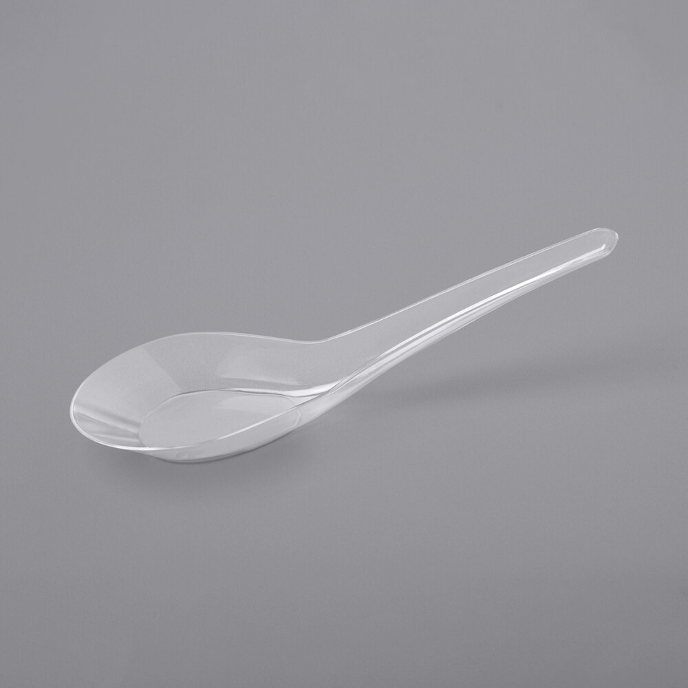 Visions 5 1/2" Clear Plastic Asian Soup Spoon - 200/Case