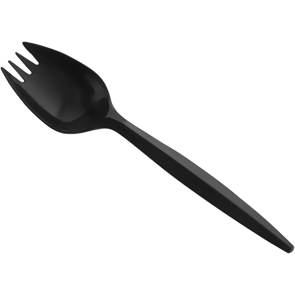 Choice Medium Weight Black Polypropylene Plastic Spork - 1,000/Case