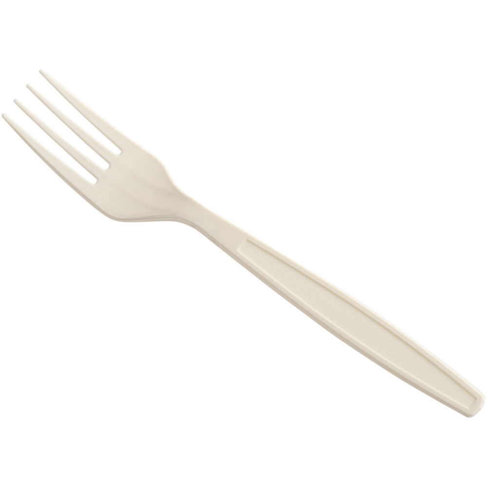 Choice Beige Heavy Weight Polystyrene Plastic Fork - 100/Pack